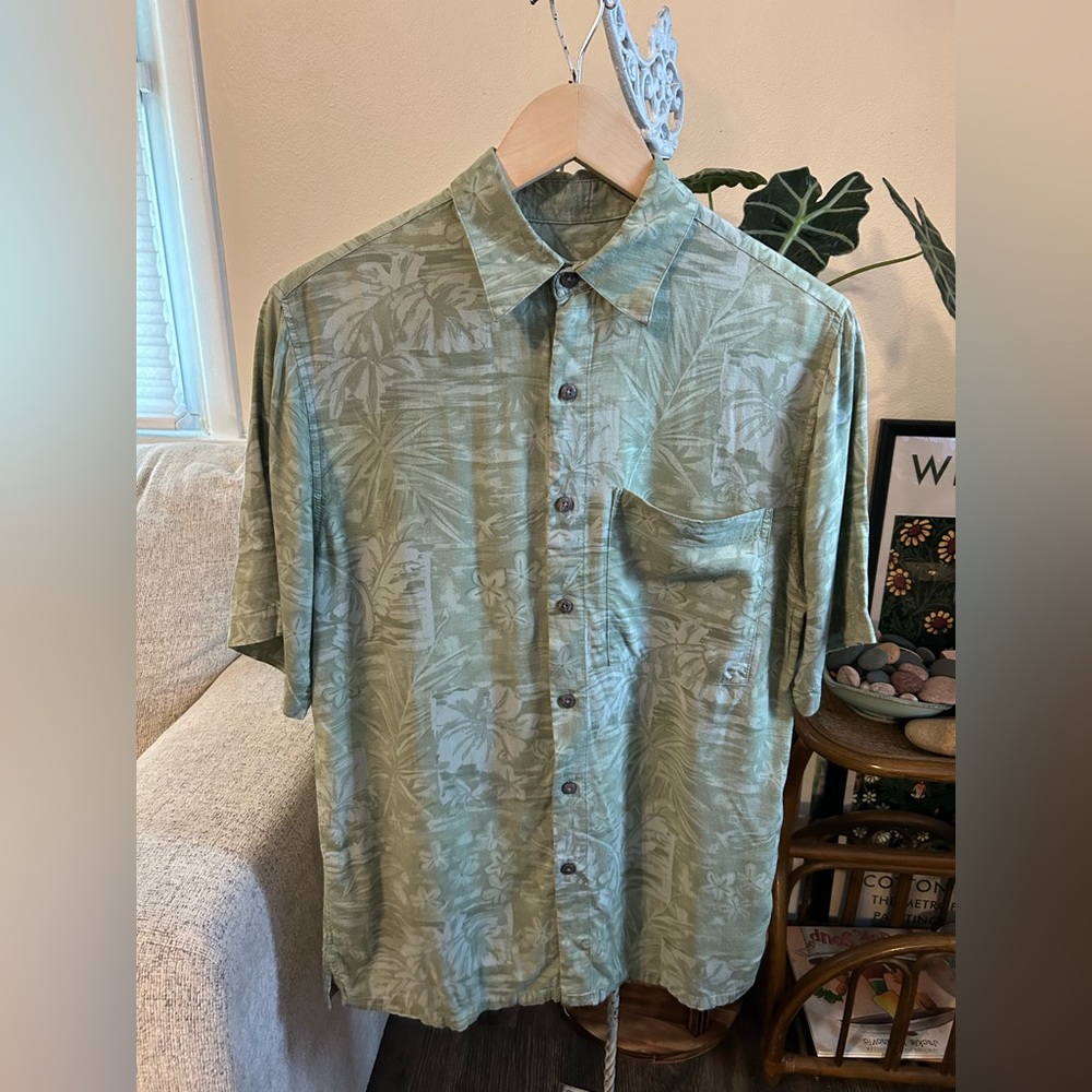 Batik Bay Green Tropical Print Men's Shirt small polo
